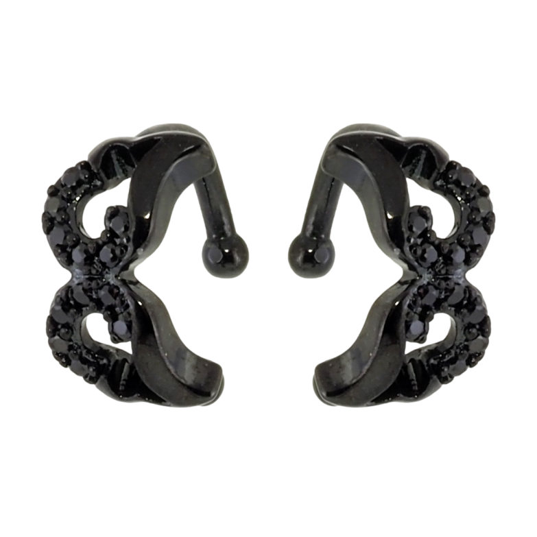 Сережки Xuping Позолота Black (чорне золото) кафи Маска з чорним цирконієм фото №1