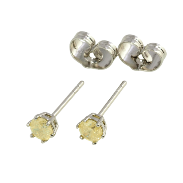 Серьги Xuping Родий пусеты Желтые фианиты в 6-ти крапановой оправе ø 4мм фото №23