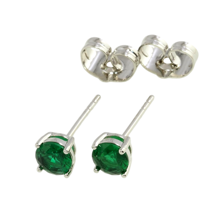 Сережки Xuping Родій пусети Зелені фіаніти в 4-х крапановій оправі ø 5мм фото №14