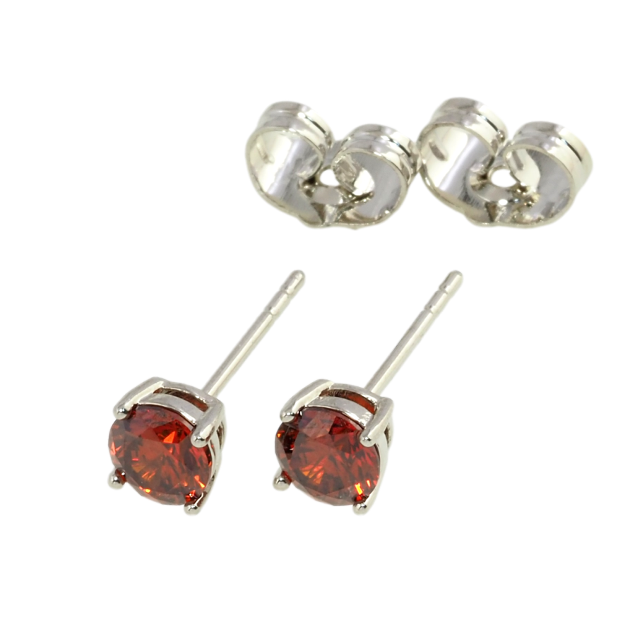 Серьги Xuping Родий пусеты Красные фианиты в 4-х крапановой оправе ø 5мм фото №1 Серьги Xuping Родий пусеты Красные фианиты в 4-х крапановой оправе ø 5мм фото №1