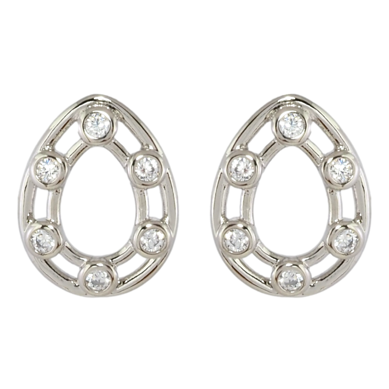 Сережки Xuping Родій пусети Краплинки із вставками цирконію фото №1