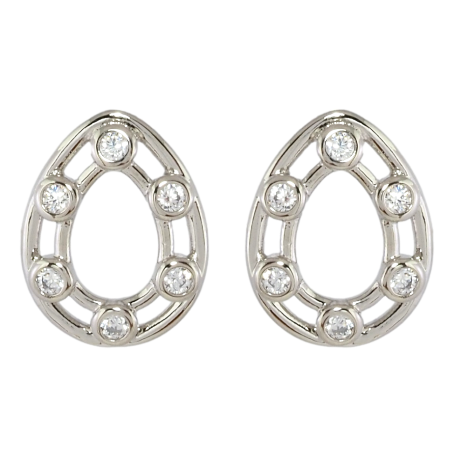 Сережки Xuping Родій пусети Краплинки із вставками цирконію фото №1