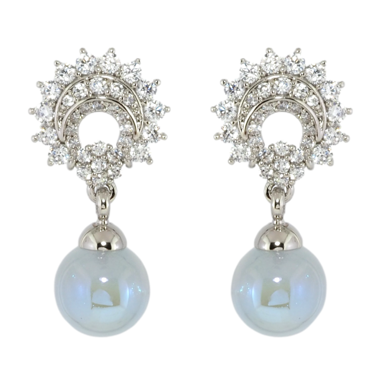 Серьги Xuping Родий пусеты Изящные подвески с голубыми шариками фото №1