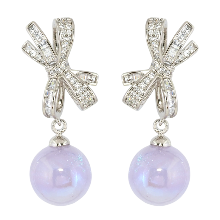 Сережки Xuping Родій пусети Банти з бузковими кульками фото №21