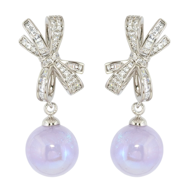 Сережки Xuping Родій пусети Банти з бузковими кульками фото №1