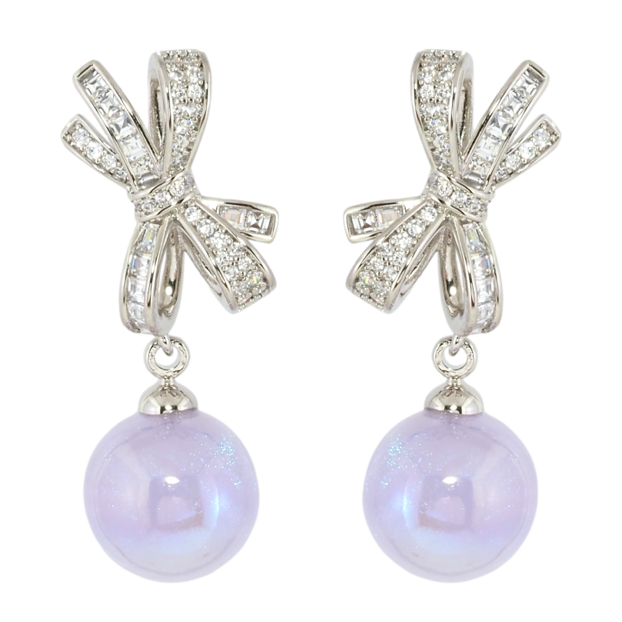 Сережки Xuping Родій пусети Банти з бузковими кульками фото №1