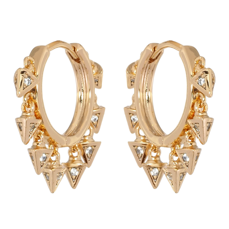 Серьги Xuping Позолота 18K подвески на колечках Пирамидки с цирконием фото №1