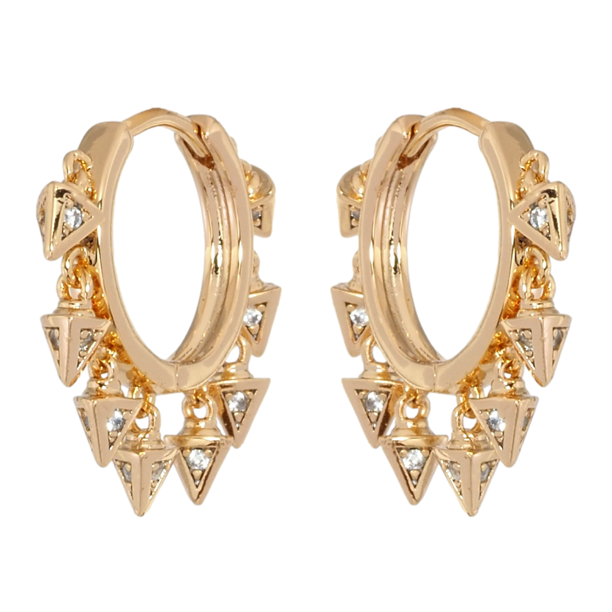 Сережки Xuping Позолота 18K підвіски на колечках Пірамідки з цирконієм фото №1