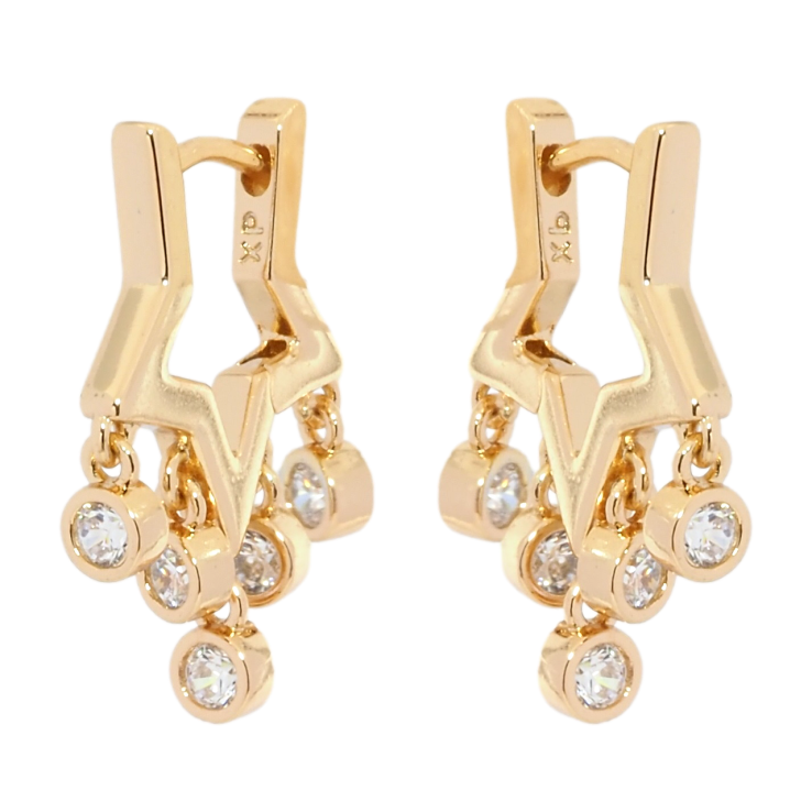 Сережки Xuping Позолота 18K підвіски на колечках Зірки з кристальними підвісками фото №11