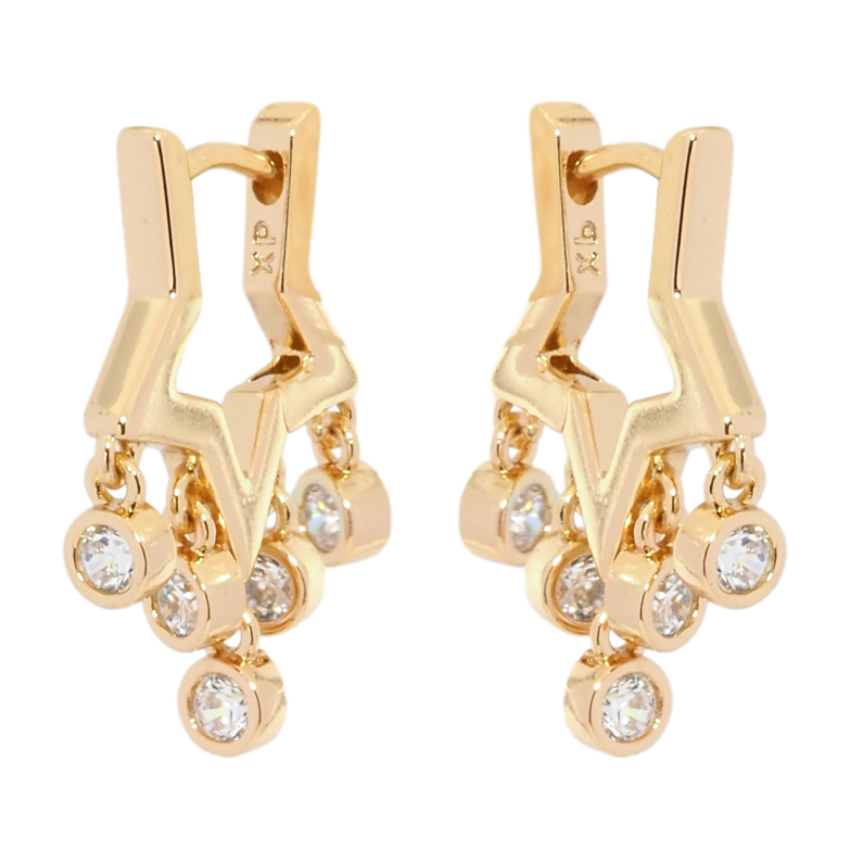 Серьги Xuping Позолота 18K подвески на колечках Звезды с кристальными подвесками фото №2