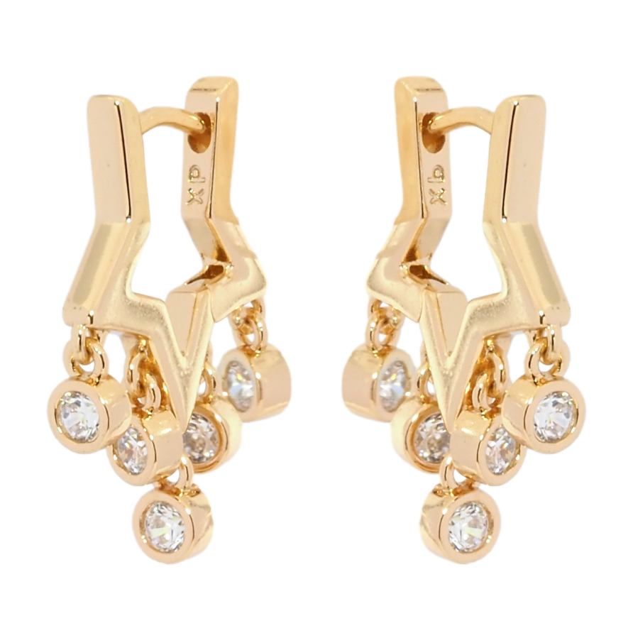 Сережки Xuping Позолота 18K підвіски на колечках Зірки з кристальними підвісками фото №1