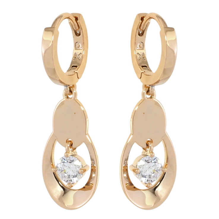 Сережки Xuping Позолота 18K підвіски на колечках Овальні підвіски з фіанітами фото №8
