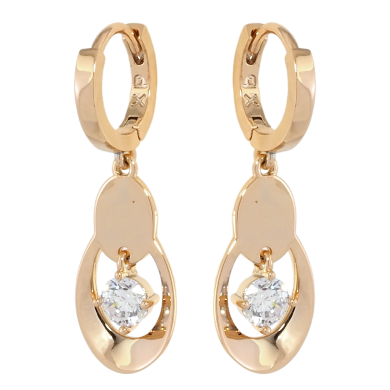 Сережки Xuping Позолота 18K підвіски на колечках Овальні підвіски з фіанітами фото №2