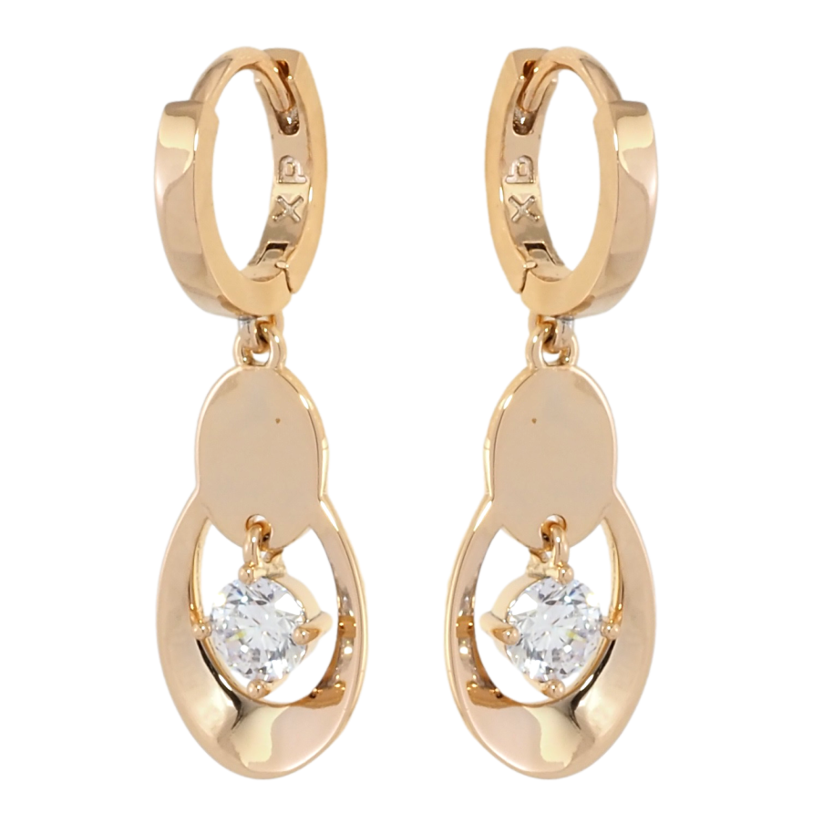 Сережки Xuping Позолота 18K підвіски на колечках Овальні підвіски з фіанітами фото №1