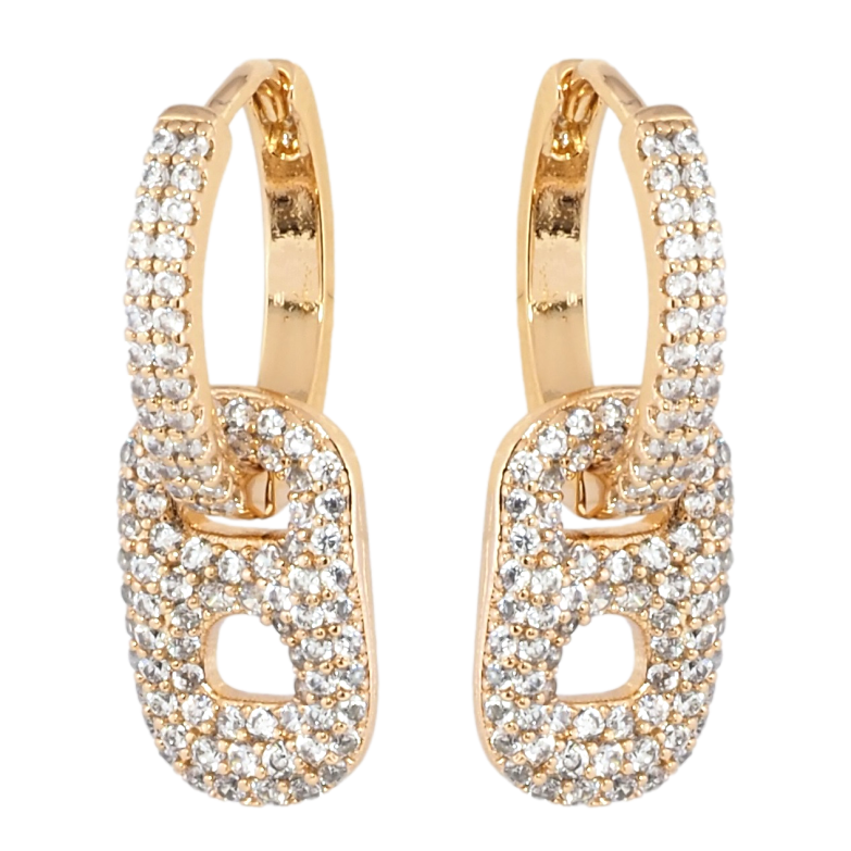 Серьги Xuping Позолота 18K подвески на колечках Инкрустация цирконием 2 в 1 фото №1