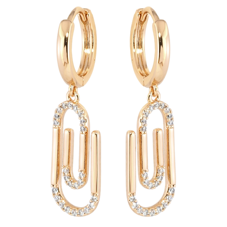 Серьги Xuping Позолота 18K подвески на колечках Скрепки фото №3