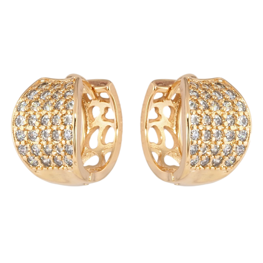 Серьги Xuping Позолота 18K колечки Инкрустация цирконием фото №1