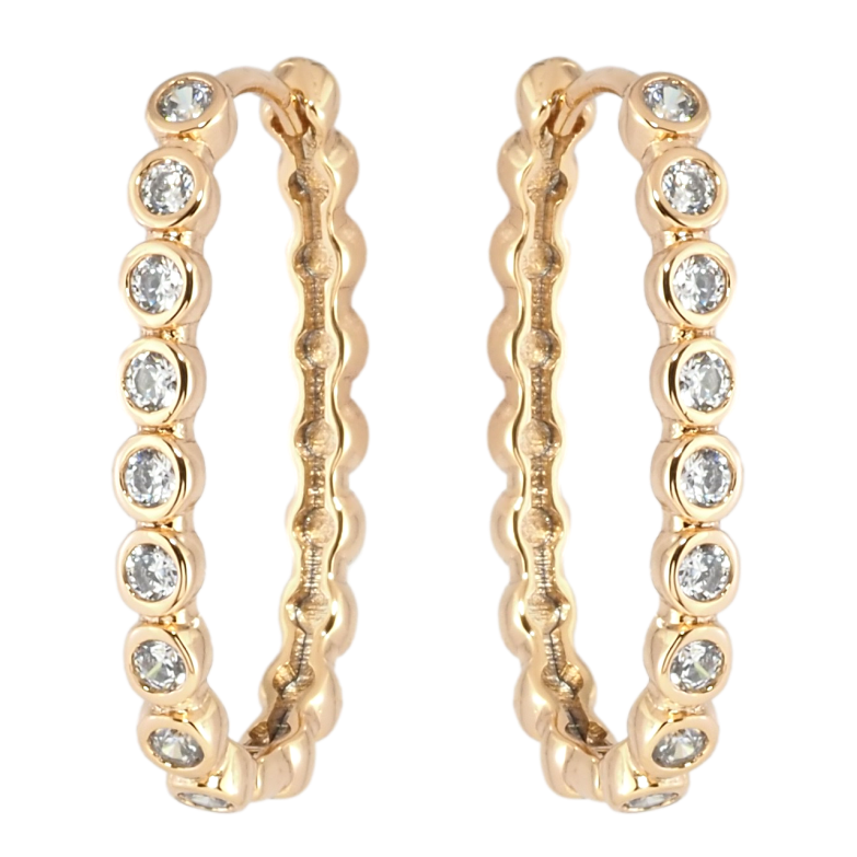 Сережки Xuping Позолота 18K колечка Доріжки цирконію фото №1