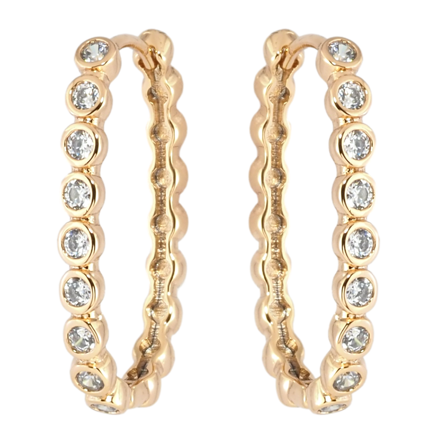 Серьги Xuping Позолота 18K колечки Дорожки циркония фото №1