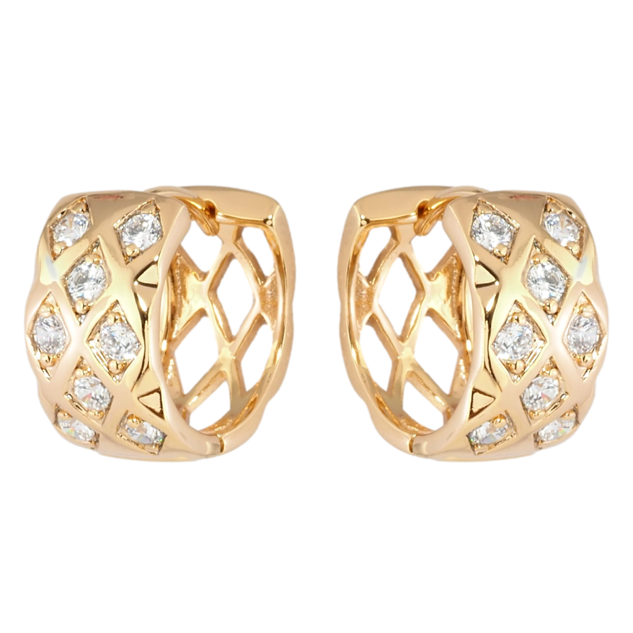 Серьги Xuping Позолота 18K колечки Узор с цирконием фото №1
