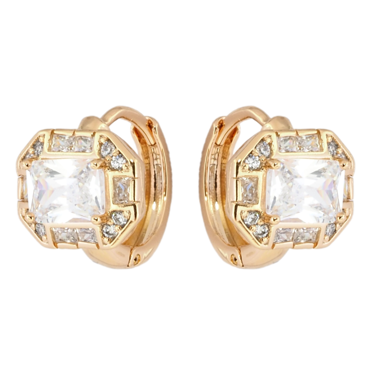 Серьги Xuping Позолота 18K колечки Фианиты в обрамлении циркония фото №14