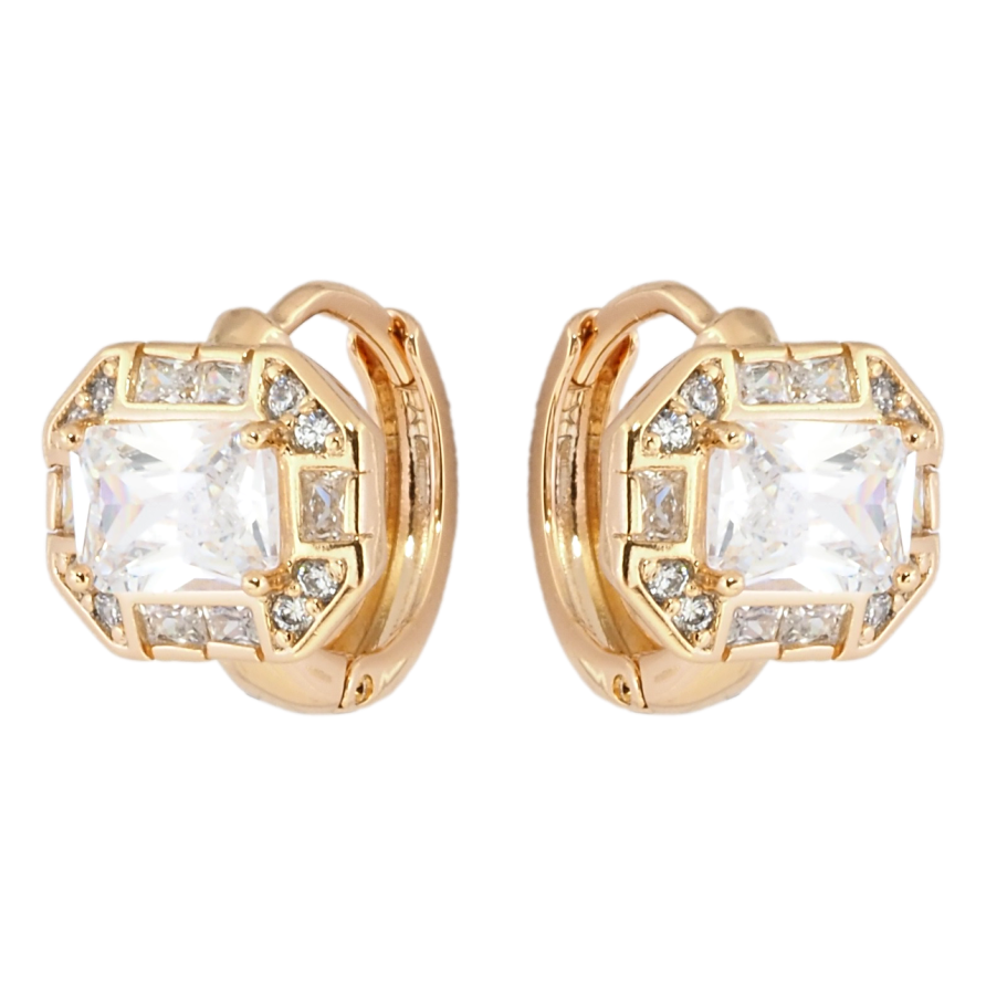 Серьги Xuping Позолота 18K колечки Фианиты в обрамлении циркония фото №1