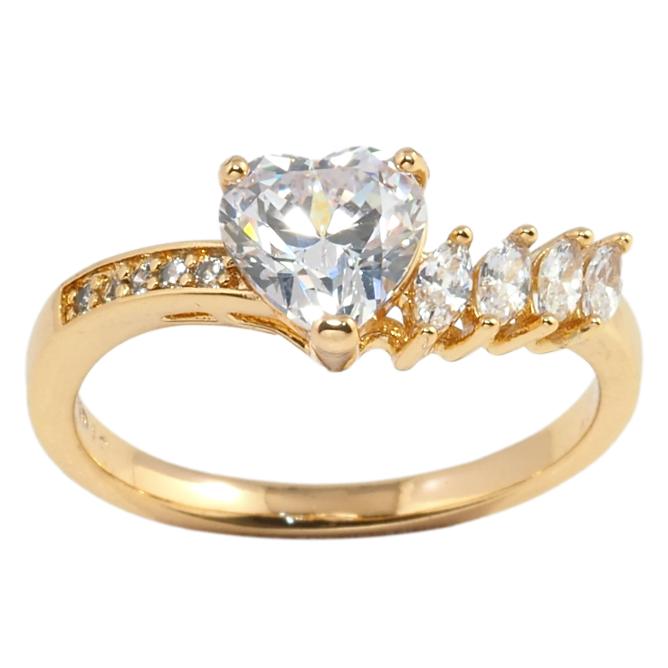 Кольцо Xuping Позолота 18K Кристальное сердечко фото №15