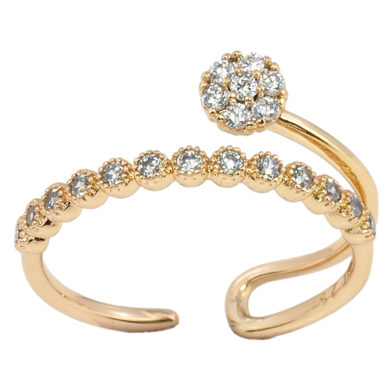 Кольцо Xuping Позолота 18K Дорожка циркония с кристальным цветочком фото №1