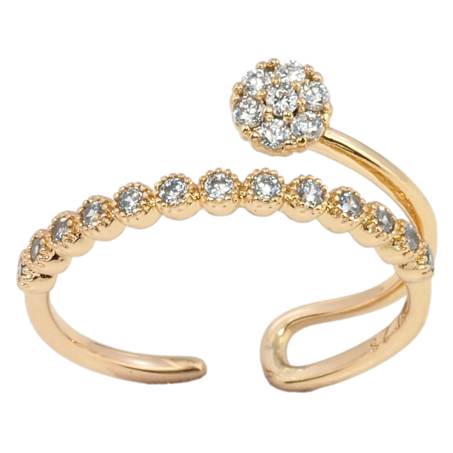 Кольцо Xuping Позолота 18K Дорожка циркония с кристальным цветочком фото №1