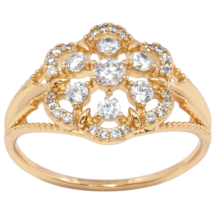 Кольцо Xuping Позолота 18K Цветочек с цирконием фото №10