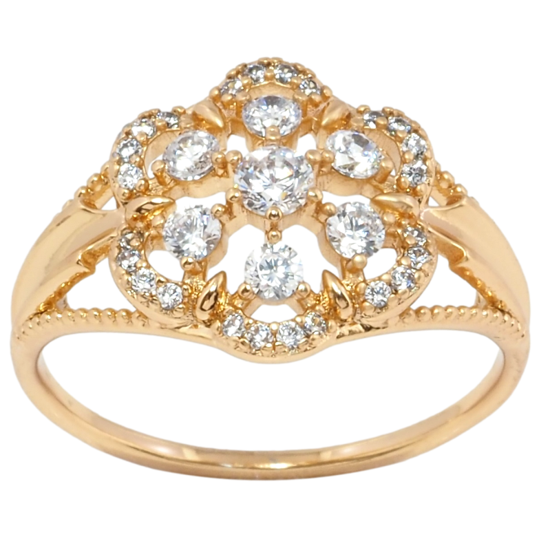 Кольцо Xuping Позолота 18K Цветочек с цирконием фото №1