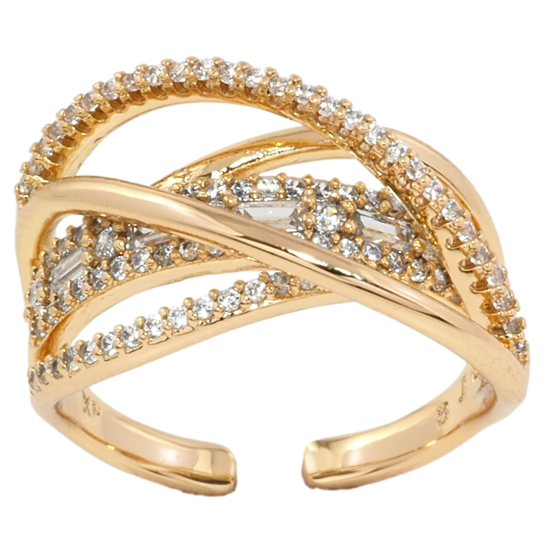 Кольцо Xuping Позолота 18K Декоративный узор из дорожек циркония фото №15