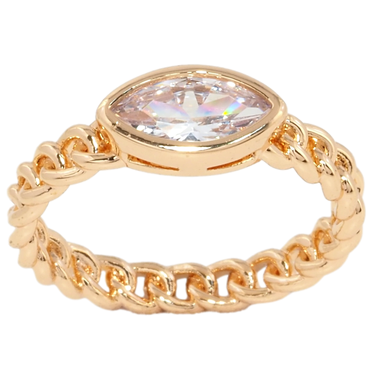 Кольцо Xuping Позолота 18K Узор цепочка с фианитом фото №11