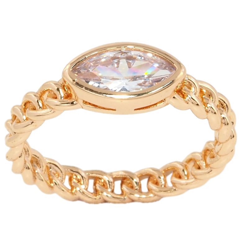 Кольцо Xuping Позолота 18K Узор цепочка с фианитом фото №6