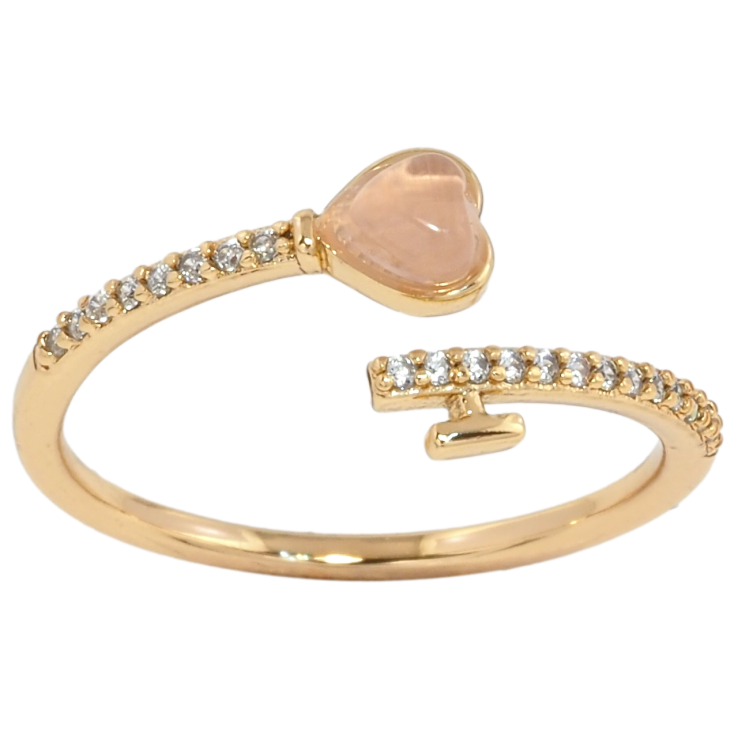 Кольцо Xuping Позолота 18K Розовое сердечко с дорожками циркония фото №19