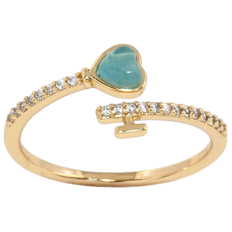 Кольцо Xuping Позолота 18K Бирюзовое сердечко с дорожками циркония фото №23