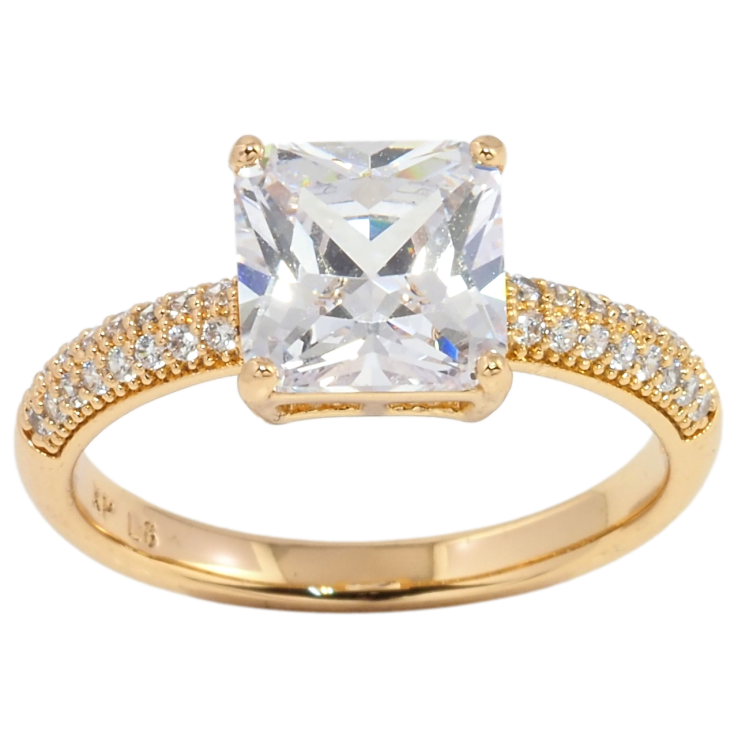 Кольцо Xuping Позолота 18K Фианит, 8х8мм фото №12