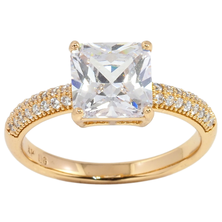 Кольцо Xuping Позолота 18K Фианит, 8х8мм фото №1