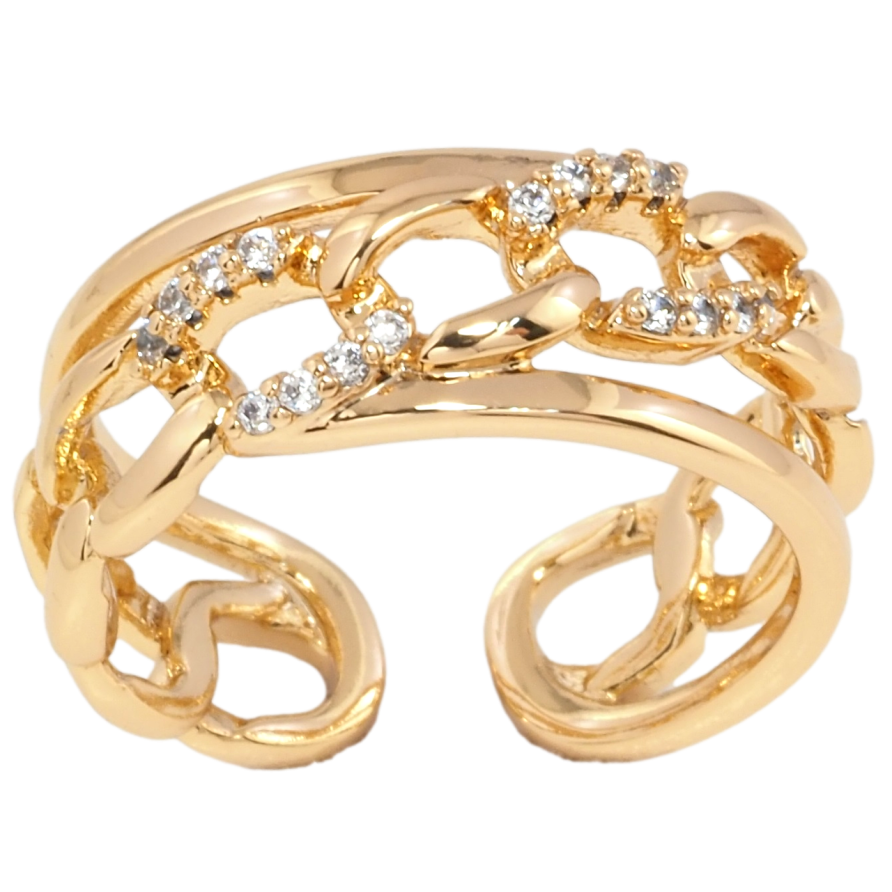 Кольцо Xuping Позолота 18K Узор цепочка с цирконием фото №1