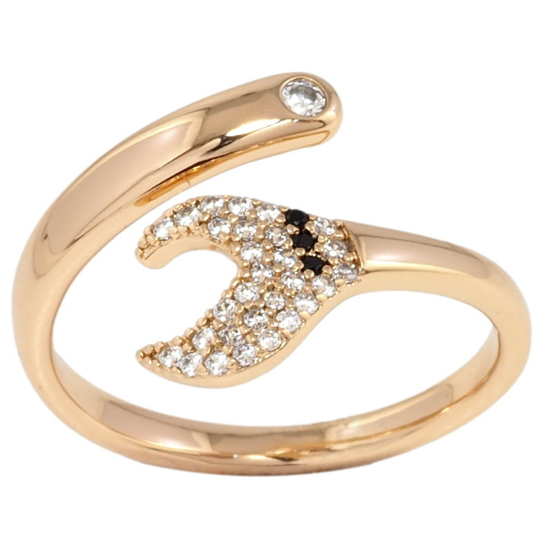 Каблучка Xuping Позолота 18K Візерунок з чорно-білим цирконієм фото №1