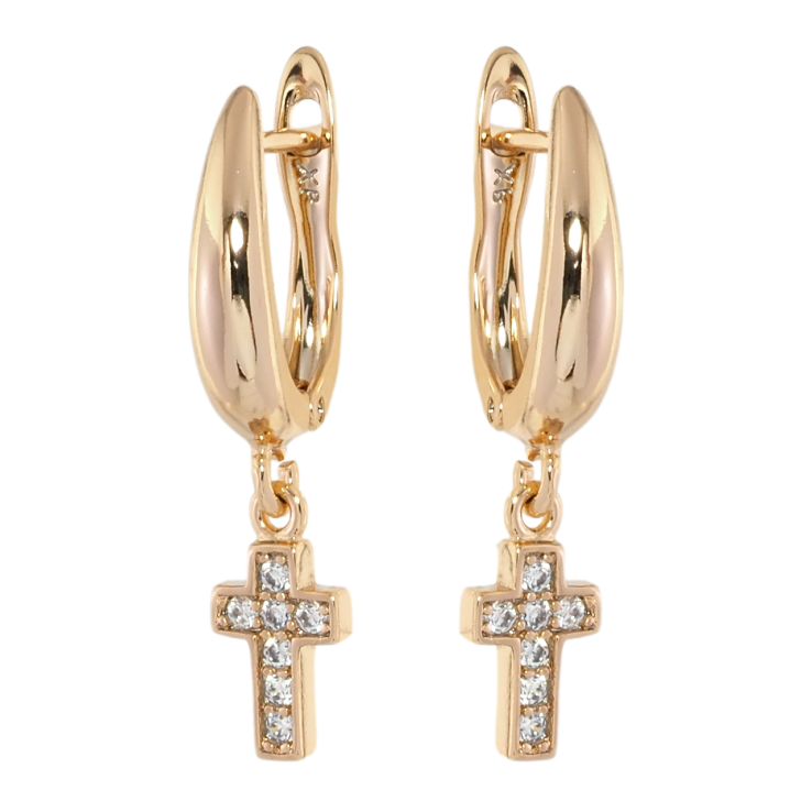 Серьги Xuping Позолота 18K английский замок Крестики с цирконием фото №5