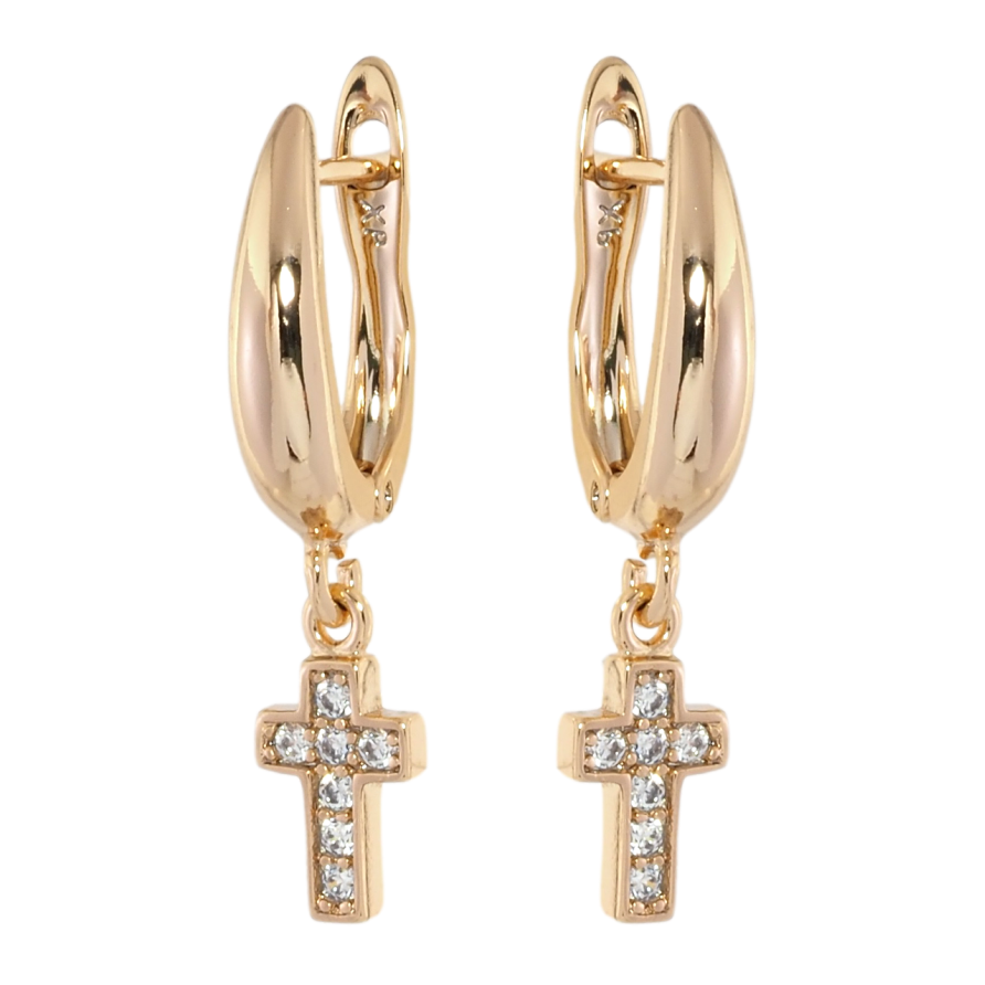 Серьги Xuping Позолота 18K английский замок Крестики с цирконием фото №1