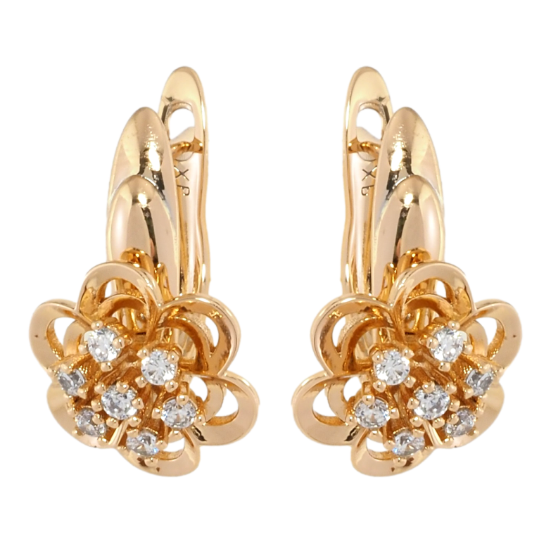 Серьги Xuping Позолота 18K английский замок Цветочки с цирконием фото №1