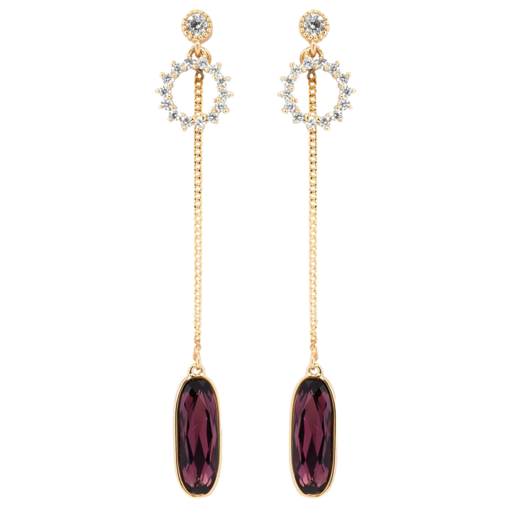 Сережки Xuping колір 18K з кристалами Swarovski пусети Віночок і овальний кристал на ланцюжку фото №16