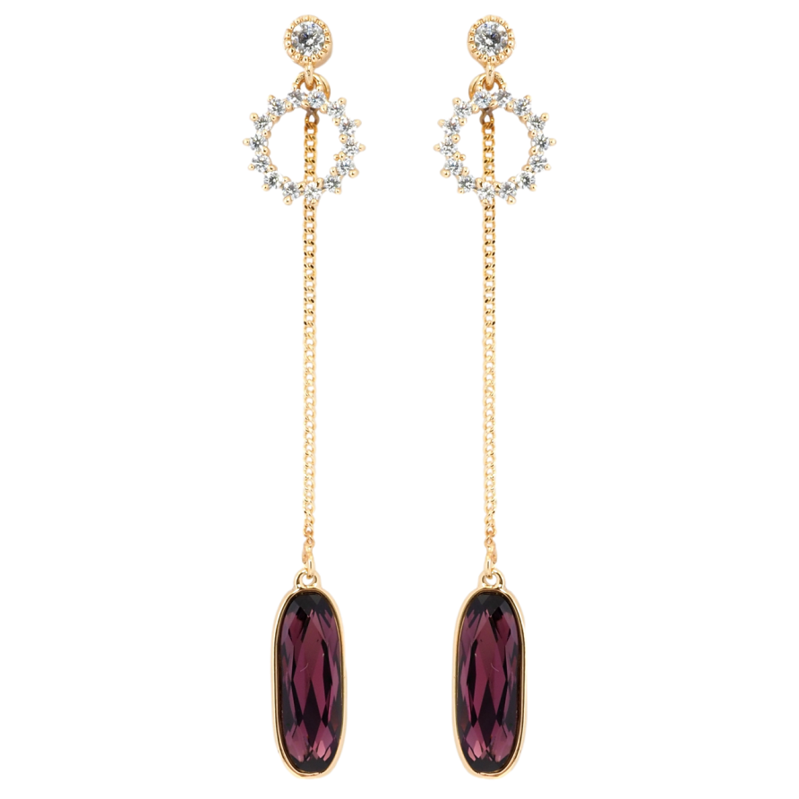 Сережки Xuping колір 18K з кристалами Swarovski пусети Віночок і овальний кристал на ланцюжку фото №1