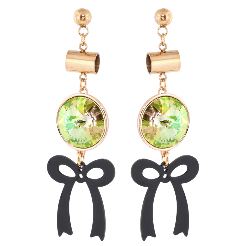 Сережки Xuping колір РВ з кристалами Swarovski пусети Конусний Кристал з Підвіскою Бантик фото №1