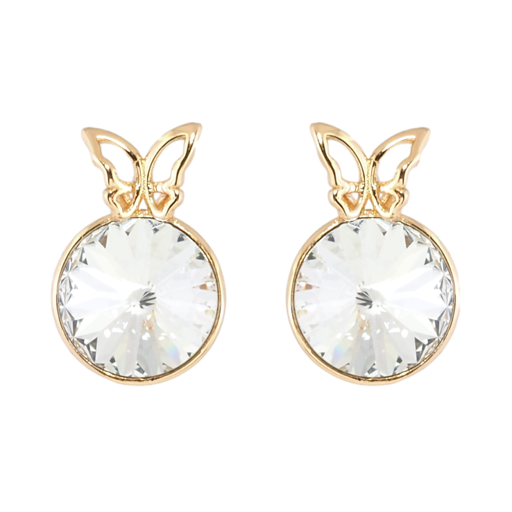 Сережки Xuping колір 18K з кристалами Swarovski пусети Конусний кристал в оправі з метеликом ø 9мм фото №19