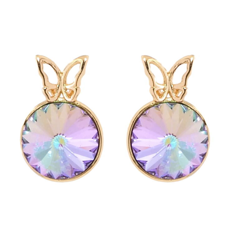 Сережки Xuping колір 18K з кристалами Swarovski пусети Конусний кристал в оправі з метеликом ø 9мм фото №22