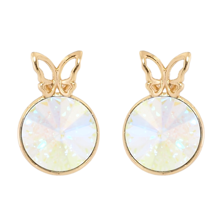 Сережки Xuping колір 18K з кристалами Swarovski пусети Райдужний конусний кристал в оправі з метеликом ø 9мм фото №24
