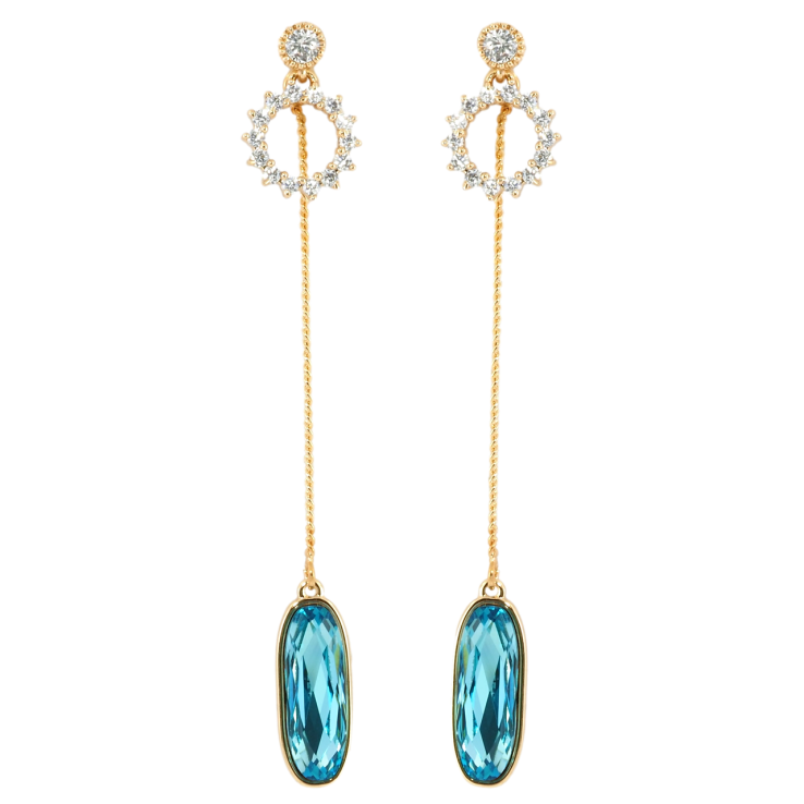 Сережки Xuping колір 18K з кристалами Swarovski пусети Овальний Кристал Колір Aquamarine фото №9
